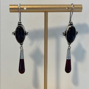 Garnet & Sterling Silver Drop Earrings